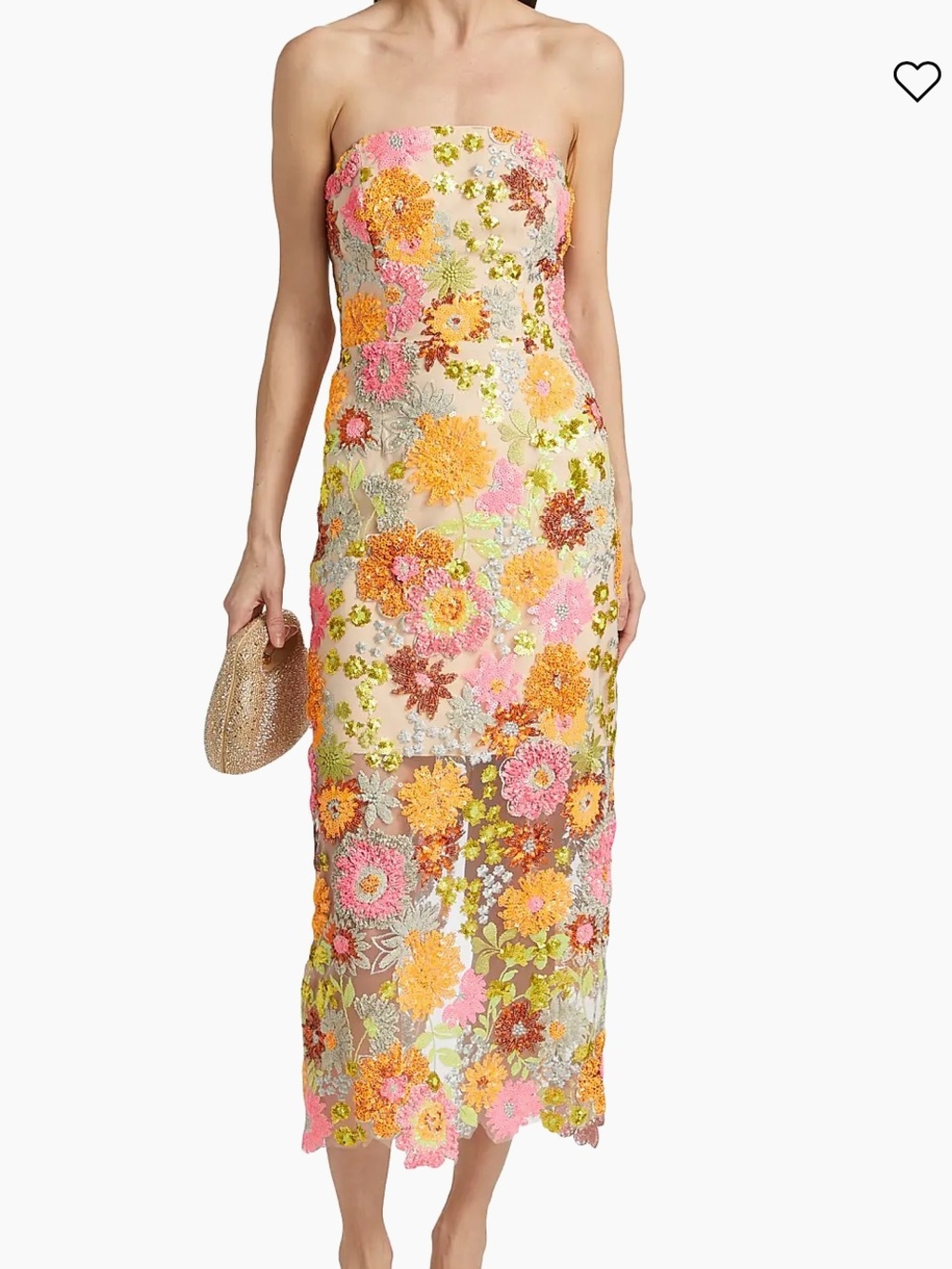 MILLY NWT kait floral blossom vibrant floral sequin strapless midi dress sz 4